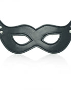 Ohmama fetish pu-maske aus schwarzem leder mit silbernen nieten und genähten kanten