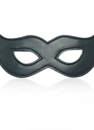 Ohmama fetish pu-maske aus schwarzem leder mit silbernen nieten und genähten kanten