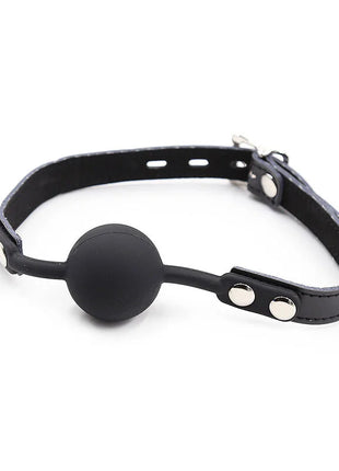 OHMAMA FETISH - SILIKON-BALLGAG MIT LEDERGÜRTEL (VORHÄNGESCHLOSS INKLUSIVE) - Ballgag