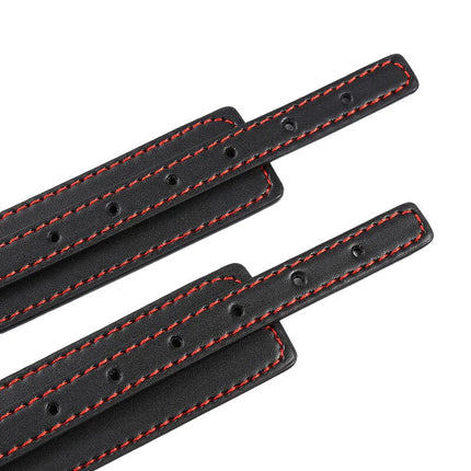 Ohmama fetish schwarze leder armbänder mit roten nähte und löchern zur größenanpassung für kleine handgelenke