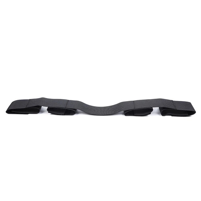 Schwarzes elastisches nylonband mit vier verstellbaren schlaufen für sicheren halt von ohmama fetish spreader soft bar handgelenkfesseln