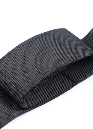 Schwarzer nylonriemen mit verstärkter schlaufe und genähten kanten für ohmama fetish spreader soft bar handgelenkfesseln