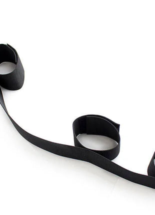 Schwarzer nylonfessel strap mit vier verstellbaren schlaufen für ohmama fetish spreader soft bar handgelenkfessel
