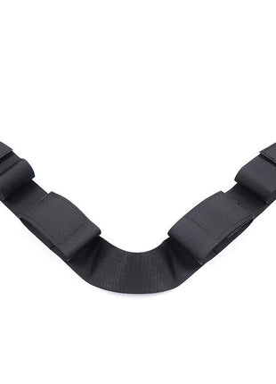 Schwarze ohmama fetish spreizer soft bar handgelenkfessel aus nylon mit verstärkten schlaufen und schnallenverschluss