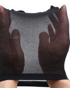 Ohmama fetish schwarze transparente mesh handschuhe mit enger passform aus schwarzem kopf material
