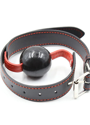 Black leder maulkorb mit roter naht und silberner schnalle von ohmama fetish ttpe-ballknebel