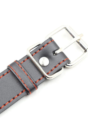 Ohmama fetish ttpe-ballknebel mit schwarzem lederarmband, orange kontrastnähte und silberner schnalle