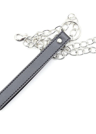 Ohmama fetish untersuchungshalsband mit leine schwarzes leder mit silbernen metallgliedern und robustem karabiner