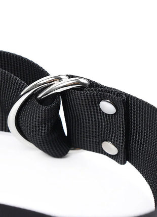 Ohmama fetish verstellbarer hogtie schwarzer nylongürtel mit silberner doppelschlaufen-schnalle und metallnieten