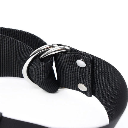 Ohmama fetish verstellbarer hogtie schwarzer nylongürtel mit silberner doppelschlaufen-schnalle und metallnieten