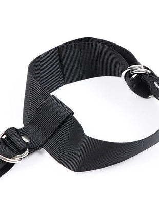 Ohmama fetish verstellbarer hogtie schwarze nylonschlaufe mit silbernen metall d-ringen und verstellbarer schnalle