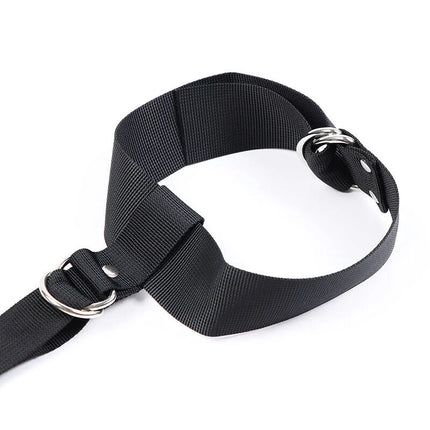 Ohmama fetish verstellbarer hogtie schwarze nylonschlaufe mit silbernen metall d-ringen und verstellbarer schnalle