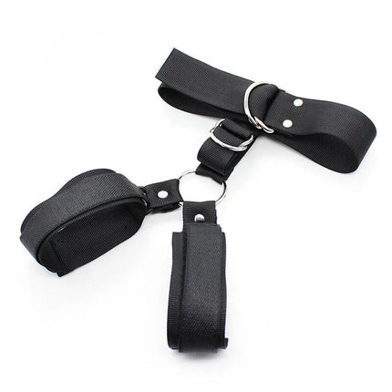 Ohmama fetish verstellbarer hogtie schwarzes stofffesselset mit metallringen und einstellbaren riemen