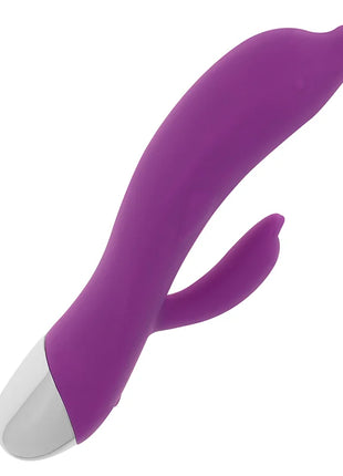 Ohmama flexibler delfin-vibrator 22 cm in lila mit weißer, abgerundeter spitze aus silikon in hasenform