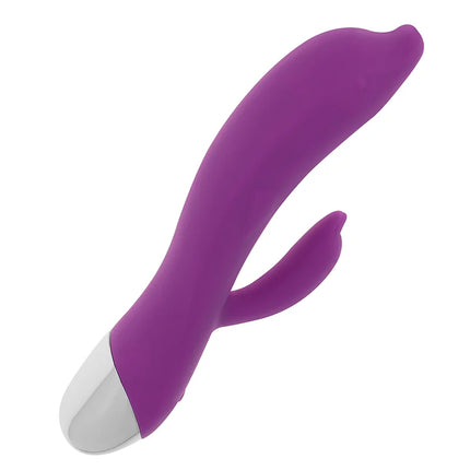 Ohmama flexibler delfin-vibrator 22 cm in lila mit weißer, abgerundeter spitze aus silikon in hasenform