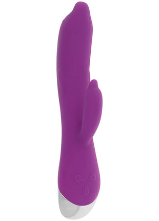Ohmama flexibler delfin-vibrator 22 cm aus lila silikon mit silberner metallbasis in hasenform