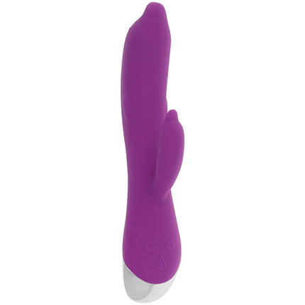 Ohmama flexibler delfin-vibrator 22 cm aus lila silikon mit silberner metallbasis in hasenform