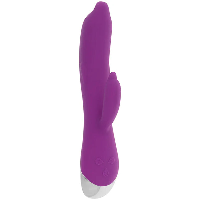 Ohmama flexibler delfin-vibrator 22 cm aus lila silikon mit silberner metallbasis in hasenform
