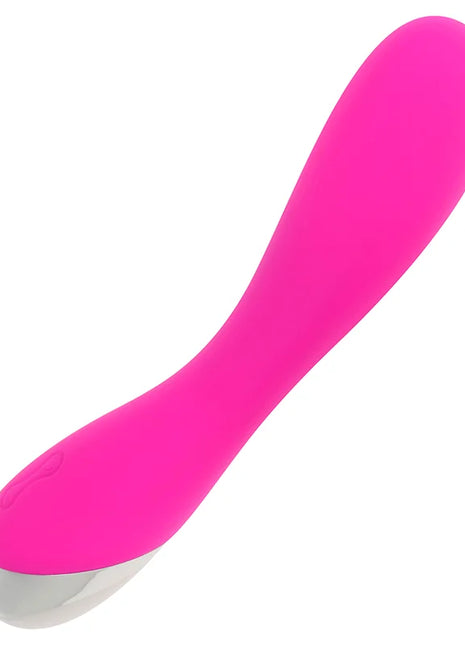 Vibranter pinker silikonvibrator ohmama flexibler vibrator g-punkt-stimulation 19,5 cm mit glänzendem silberspitz