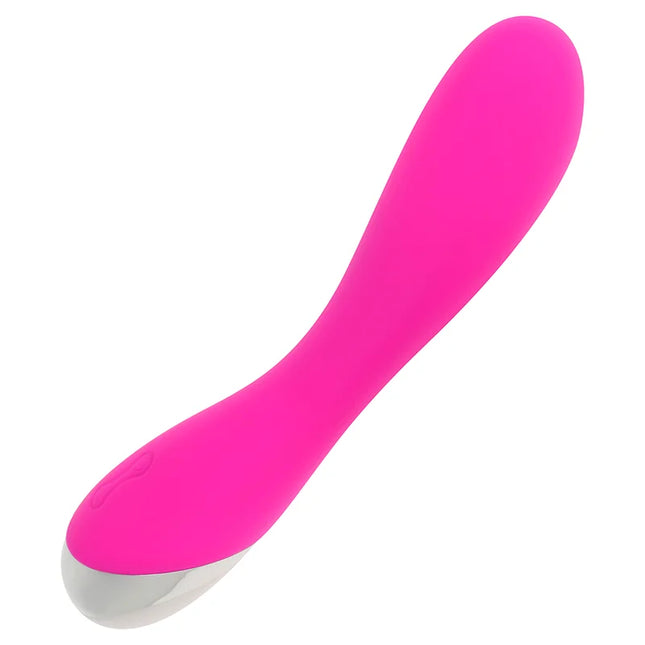 Vibranter pinker silikonvibrator ohmama flexibler vibrator g-punkt-stimulation 19,5 cm mit glänzendem silberspitz
