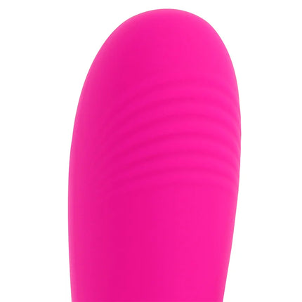 Ohmama flexibler vibrator g-punkt-stimulation 19 cm in pinkem silikon mit dezenten horizontalen rillen
