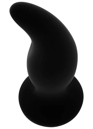Ohmama gebogener silikon-analplug p-punkt 12 cm in schwarz mit glattem, gebogenem design und abgerundetem boden
