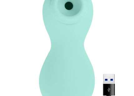 Ein mintgrüner silikon sauger stimulator mit ergonomischem design und zentraler runder öffnung von ohmama