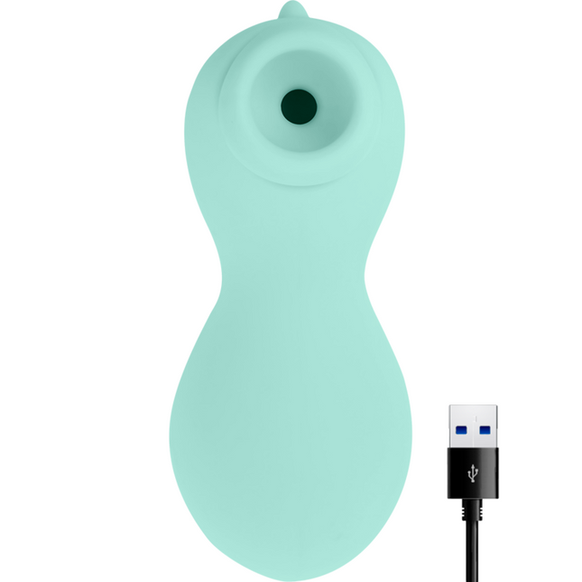 Ein mintgrüner silikon sauger stimulator mit ergonomischem design und zentraler runder öffnung von ohmama