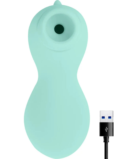 Ein mintgrüner silikon sauger stimulator mit ergonomischem design und zentraler runder öffnung von ohmama