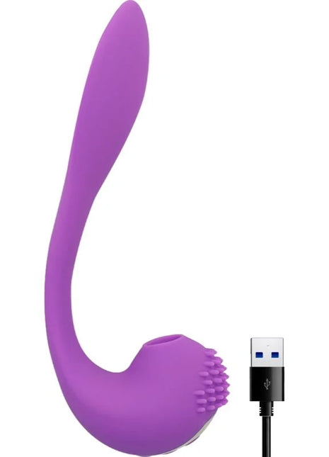 Purple silicone klitorisstimulator ohmama gy-klitorispunktstimulator mit gebogenem griff und usb-ladekabel