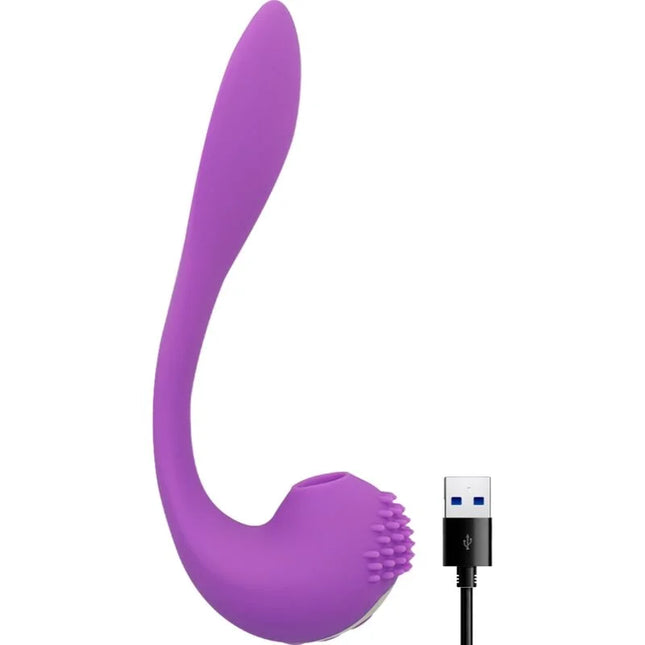 Purple silicone klitorisstimulator ohmama gy-klitorispunktstimulator mit gebogenem griff und usb-ladekabel