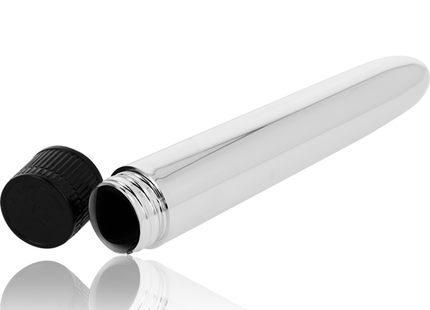 Ohmama klassischer silbervibrator 17,5 cm glänzend verchromt mit schwarzer gerippter kappe