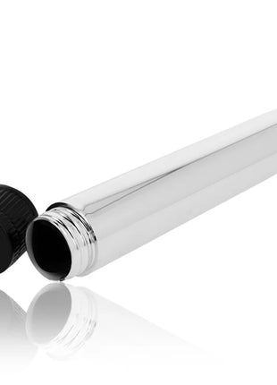 Ohmama klassischer silbervibrator 17,5 cm glänzend verchromt mit schwarzer gerippter kappe