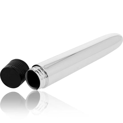 Ohmama klassischer silbervibrator 17,5 cm glänzend verchromt mit schwarzer gerippter kappe