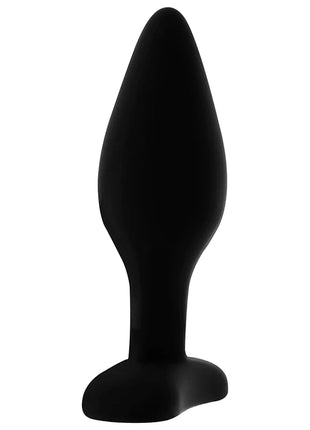 Schwarzer silikon-analstecker ohmama klassischer tapered kopf und breite basis größe l 12 cm