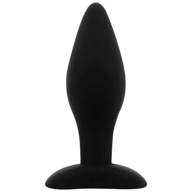 Ohmama klassischer silikon-analstecker größe s schwarz mit langer spitz zulaufender form und stabilem breitem sockel