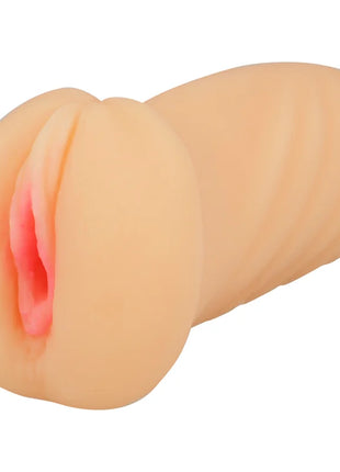 Beiger silikon analplug mit geriffeltem schacht und rosa innenfutter für ohmama männlicher masturbator vagina 4