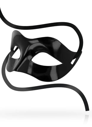 Ohmama klassische schwarze optische maske mit glänzender oberfläche und eleganten, fließenden bandriemen