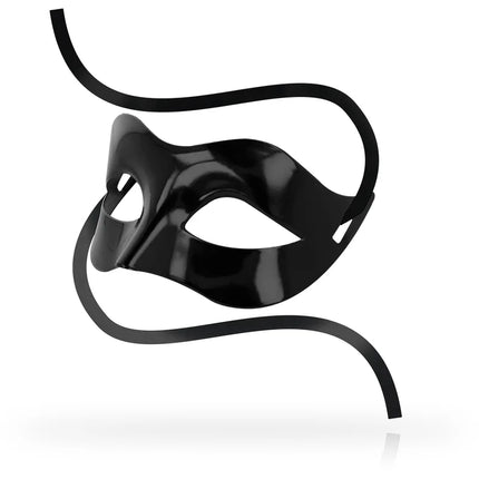 Ohmama klassische schwarze optische maske mit glänzender oberfläche und eleganten, fließenden bandriemen