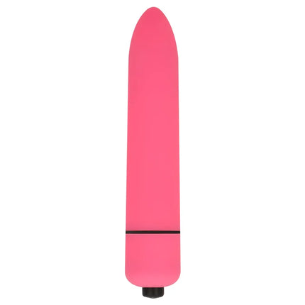 Ein rosafarbener ohmama mini-vibrationskugel 9 cm aus silikon mit glattem konischem design und schwarzer basis