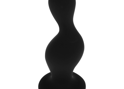 Schwarzer silikon analplug ohmama p-point mit glattem, gebogenem design und gerundeter basis, 12 cm lang