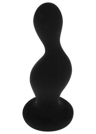 Schwarzer silikon analplug ohmama p-point mit glattem, gebogenem design und gerundeter basis, 12 cm lang