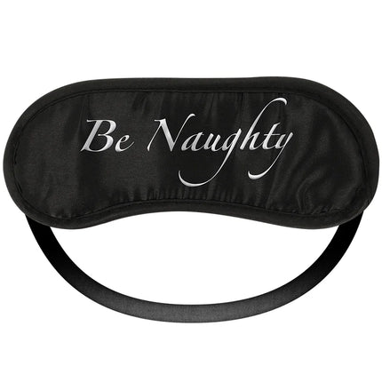 Ohmama paar-set nummer 3 schwarze satin schlafmaske mit be naughty stickerei in silber