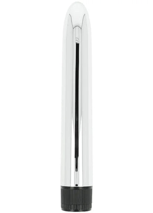 Chrome-finish zylindrischer vibrator mit schwarzer strukturierter basis aus dem ohmama paar-set nummer 4