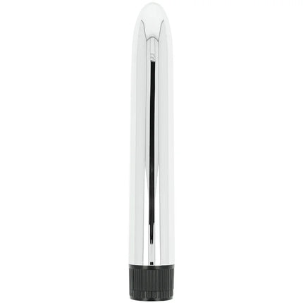 Chrome-finish zylindrischer vibrator mit schwarzer strukturierter basis aus dem ohmama paar-set nummer 4