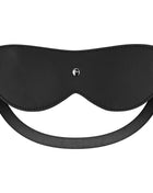 Schwarze leder-augenmaske mit silbernen metallnieten und verstellbarem riemen ohmama paar-set nummer 4