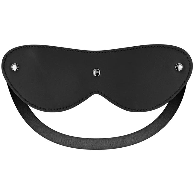 Schwarze leder-augenmaske mit silbernen metallnieten und verstellbarem riemen ohmama paar-set nummer 4