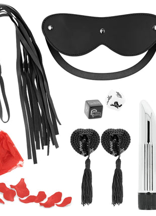 Schwarzes lederblindfold mit silbernen nieten ohmama paar-set nummer 5 zur blickdichtigkeit beim paarspiel