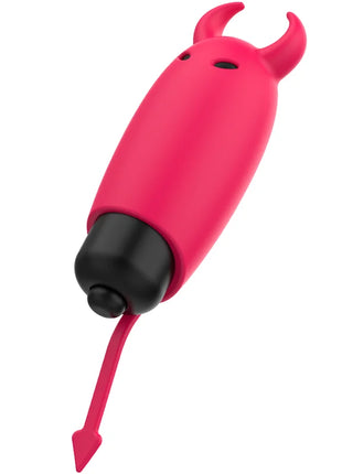 Ohmama pocket devil vibrator stimulator xmas edition pink silikon teufel-form mit schwarzer spitze und pfeilförmiger befestigung