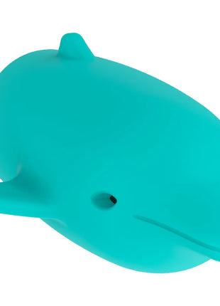 Teal dolphinförmiger saugnapf aus silikon mit glatten konturen und kleinem schwarzem detail seitlich für ohmama pocket dolphin vibrator xmas edition